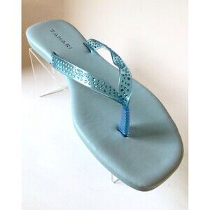 NEW TAHARI Kamryn Women's Summer Light Blue Flip Flops (Size 7)
